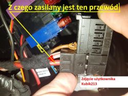 Close-up of electrical connector with thick wire marked as having no voltage