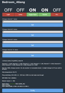 User interface of a bedroom 4-gang smart switch application.