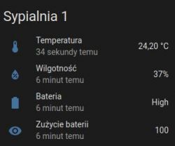 User interface showing environmental parameters and battery status for Bedroom 1