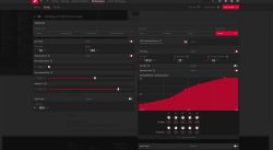 Panel AMD Software z ustawieniami undervoltingu i krzywą wentylatora GPU RX7900XT