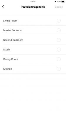 Room Selection Screen for Device Device position selection screen in a mobile app.
