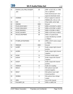 BK7252 Pinout Table β Pins 41β62 A table excerpt from the BK7252 datasheet showing pin functions and descriptions for pins 41β62.