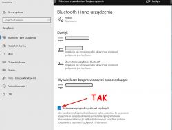 Zrzut ekranu ustawień Bluetooth i innych urządzeń z zaznaczoną opcją pobierania w przypadku połączeń taryfowych.