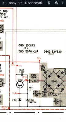 Section of an electronic schematic with the component labeled C803.