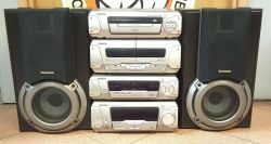 Segmentowa wieża audio Technics z głośnikami
