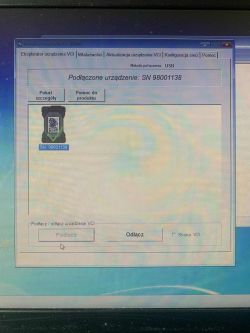 Okno Menedżera VCI z wykrytym urządzeniem o numerze SN 98001138 przez USB