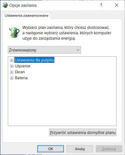 Brak pozycji 'Dysk twardy' i 'Ustawienia USB' w Opcjach zasilania Windows 10 Pro - jak uaktywnić?