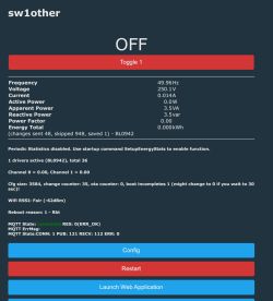 Power control interface with toggle button and real-time energy statistics