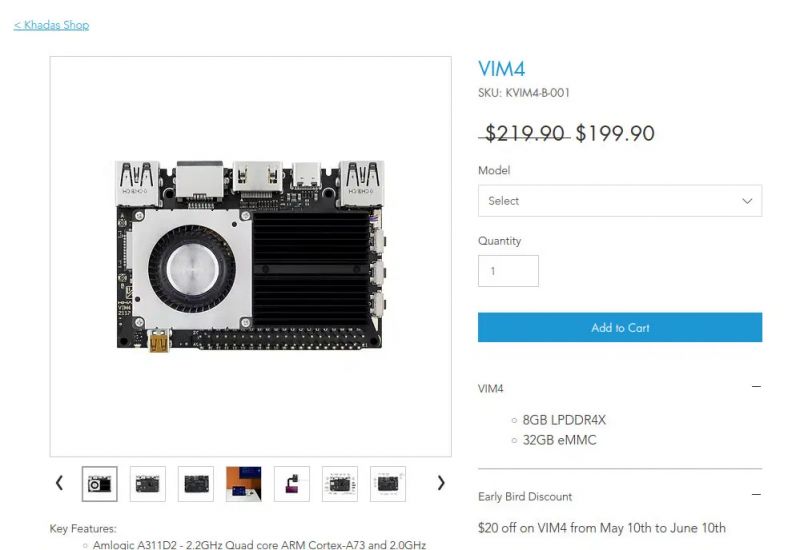 Komputer jednopłytowy Khadas VIM4 trafił do sprzedaży z ceną 199,90 dolarów