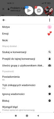 Brak galerii na Messengerze po aktualizacji w Xiaomi Redmi Note 9