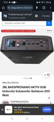 Panel tylni subwoofera JBL BASSPRONANO AKTIV SUB z widocznymi wejściami i potencjometrami.