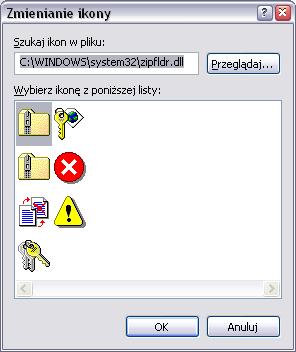 Jak zmienić ikonę plików ZIP w Windows XP SP2 bez WinRAR?