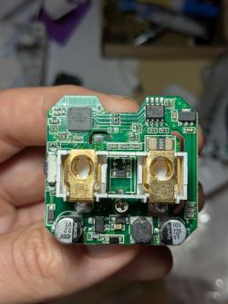 A green PCB featuring a BL0937 chip, visible traces and pads, with some pins labeled.