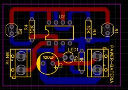 Solar Tracker PCB Design Based on TDA2822 PCB design for a solar tracker with components such as U2, LED1, resistors R1-R4, and a 100UF capacitor.