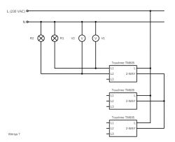 Remote control of tactile switches in a staircase-crossing arrangement