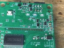 Interior of Sonoff THR320D Circuit Board Sonoff THR320D circuit board with visible electronic components
