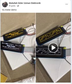 Two electronic displays labeled Mega Radio with VU meter graphics