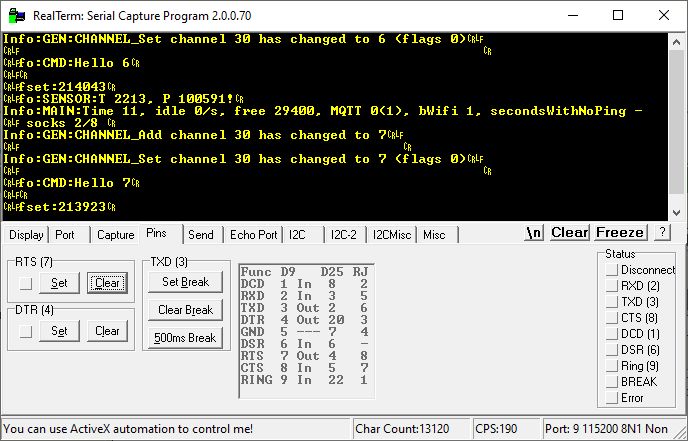 Screenshot of RealTerm Program Screenshot of RealTerm program with an open serial port logging window.