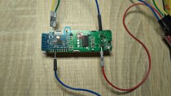 Printed circuit board with connected wires.