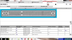 Zrzut ekranu z programu diagnostycznego WOW! z widokiem złącza ECU i tabelą sygnałów