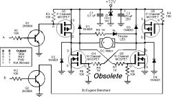 Schemat mostka H z tranzystorami MOSFET sterujący silnikiem DC.