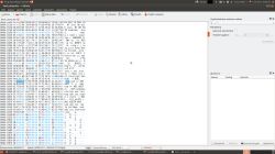 Hex editor showing binary data from flash_dump.bin file in Okteta on Linux