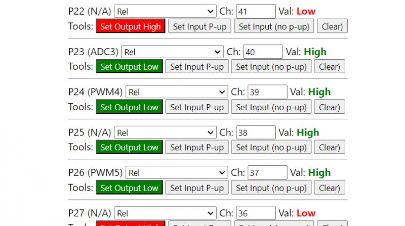 GPIO Control Panel in OpenBeken Screenshot of the GPIO control panel in OpenBeken.