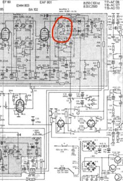 Schemat elektroniczny z zaznaczeniem filtru regulacyjnego.