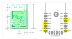 Diagram of an electronic module with pin labels on the right side.