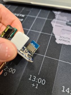 ESP-02S module soldered onto an electronic board.