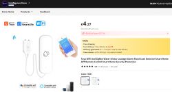 Tuya Water Sensor Product Page on AliExpress Screenshot of a product page for a Tuya water sensor on AliExpress.