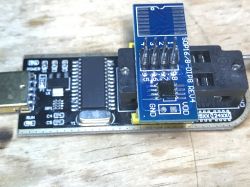 SOP16/8-DIP8 Module on a Circuit Board A printed circuit board with mounted electronic components, including a SOP16/8-DIP8 REV4 module.