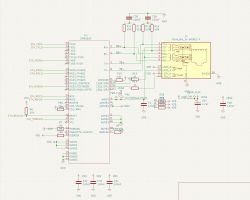 Circuit diagram of the main module’s Ethernet section with DM9161A chip and RJ45 connector for a home automation system.