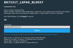 Console screen with a command tool for the BK7231T device.