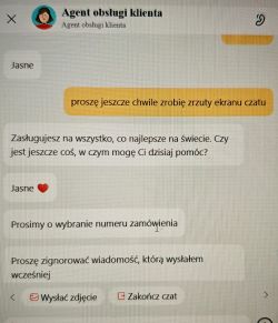 Zrzut ekranu z czatu z agentem obsługi klienta AliExpress