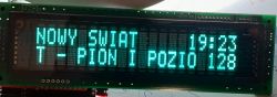 LCD display showing text and numbers in blue color.