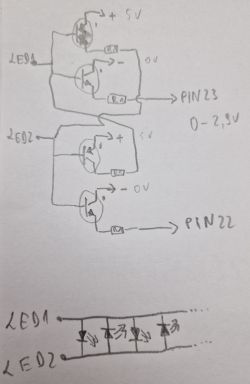 H-bridge circuit diagram for controlling an LED chain.
