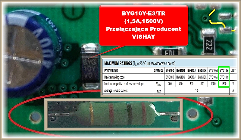 Zmywarka Bosch SRV45 - uszkodzony element na module