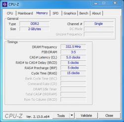 Zrzut ekranu z programu CPU-Z pokazujący szczegóły pamięci RAM DDR2 o pojemności 2 GB.