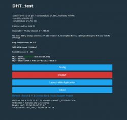 Screenshot of DHT_test interface with DHT11 sensor data.