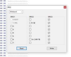 SREG settings window with WEL checked and all SREG3 boxes selected