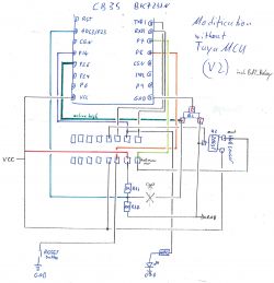 Circuit diagram with CB3S and BK7231N modifications, including BAT_Relay.
