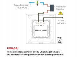 Wiring diagram for B-LINE switch module with capacitor connected to L1 and lamp circuit