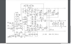 Schemat blokowy wzmacniacza audio DS-300 300W RMS do subwoofera, z wyraźnie oznaczonymi częściami elektronicznymi.