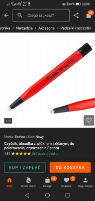 Czerwony czyścik z włóknem szklanym marki Ecobra, model 760 300