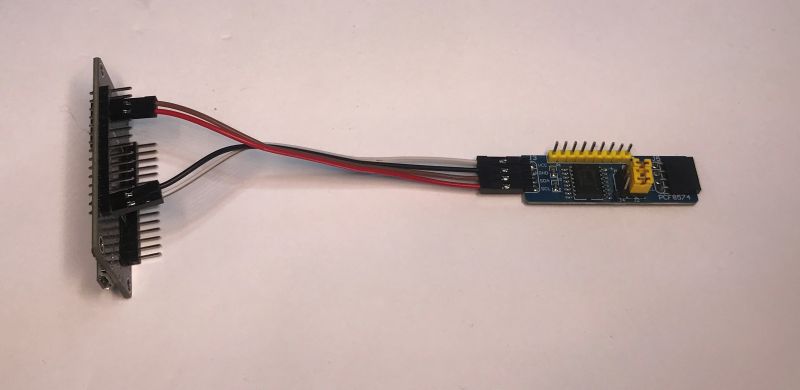 PCF8574 Module with Connection PCF8574 module with connected wires.