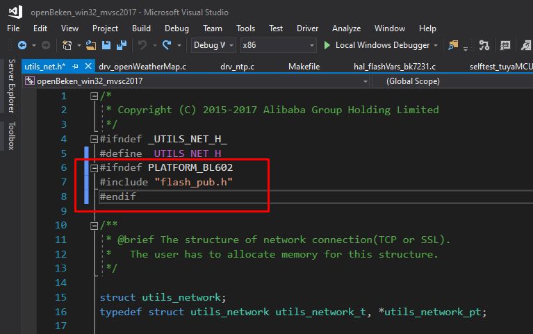 Screenshot from Microsoft Visual Studio showing C source code related to the BL602 platform.