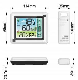 Stacja pogodowa (temperatura+wilgotność) RF z trzema czujnikami - EN8822-D