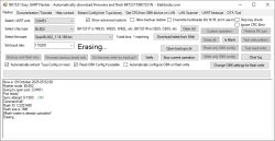 BK7231 Easy UART Flasher interface showing flash memory erasing process