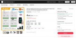 Screenshot of a product page featuring Aubess brand WiFi smart switches.